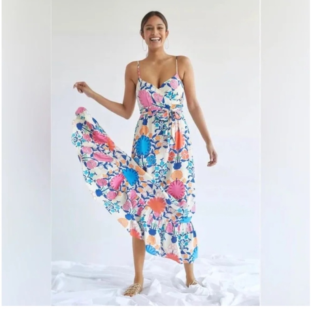 Plenty by Tracey Reese floral spaghetti strapped dress. Floor length.